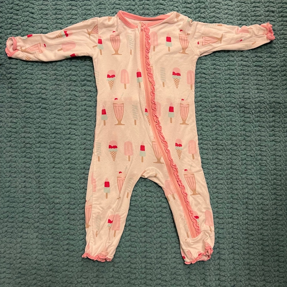 Kickee Pants - Ruffle Coverall with Zipper - 3-6 months